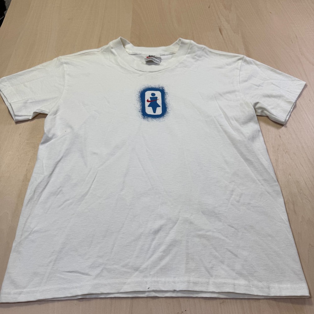 Vintage Nike Graphic T-Shirt Mens Medium White  Made in USA 90s‎